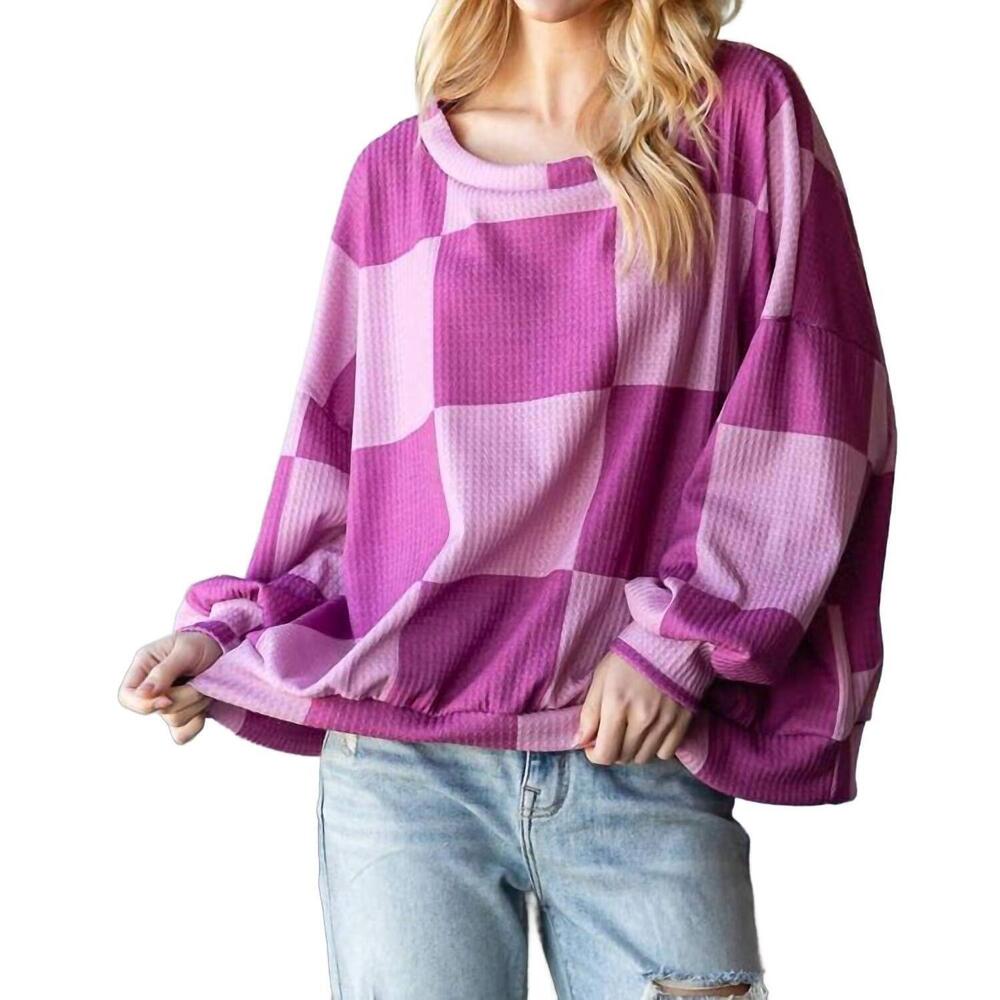 NEW HOPELY checkered sweatshirt in magenta